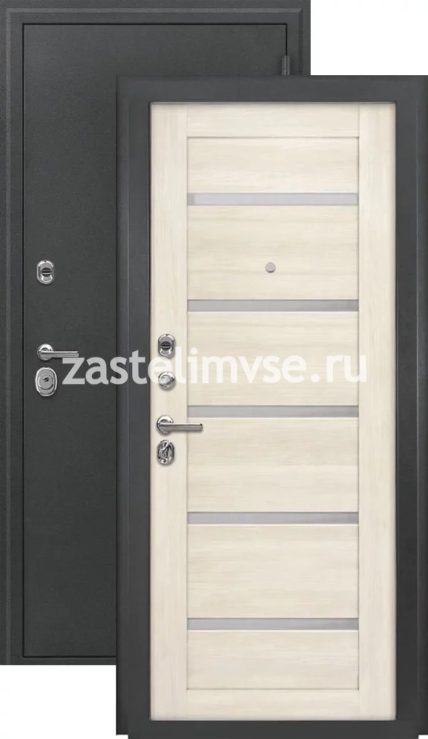 Дверь металлическая Люкс-2 антик серебро лиственница беж 960мм